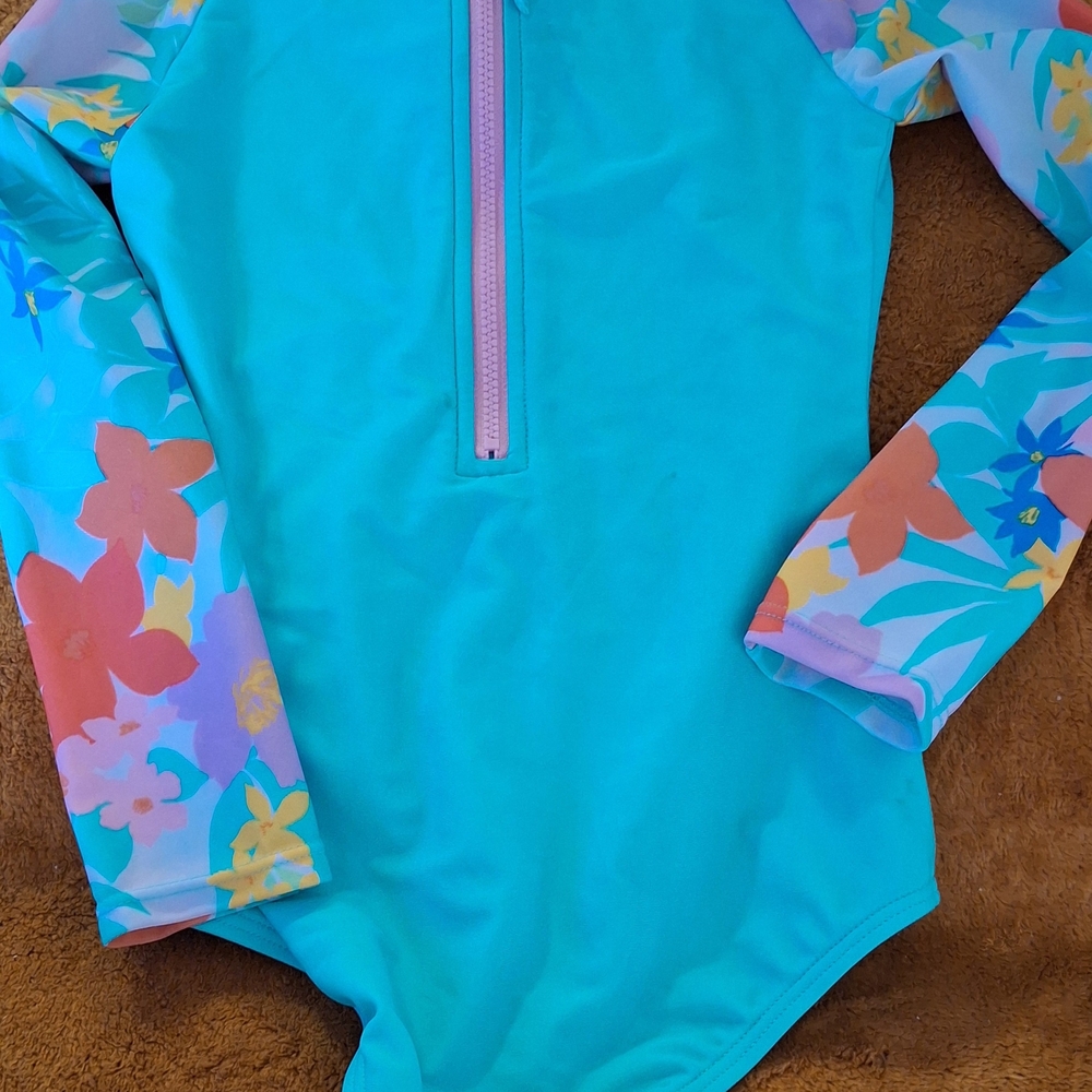 Kids Floral Long Sleeve Swimsuit
